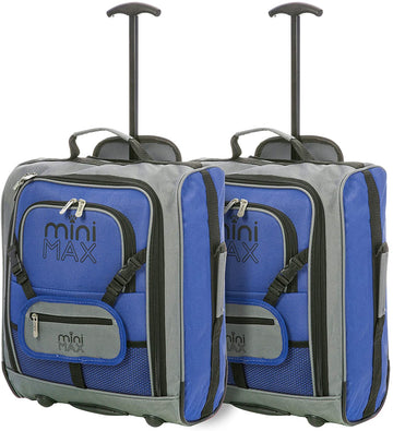 MiniMAX (45x35x20cm) Childrens Luggage Carry On Suitcase with Backpack and Pouch (x2 Set) - Packed Direct UK